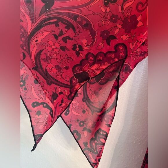 CORAL Bay Sheer Shimmer Red Kimono Top - Picture 3 of 8